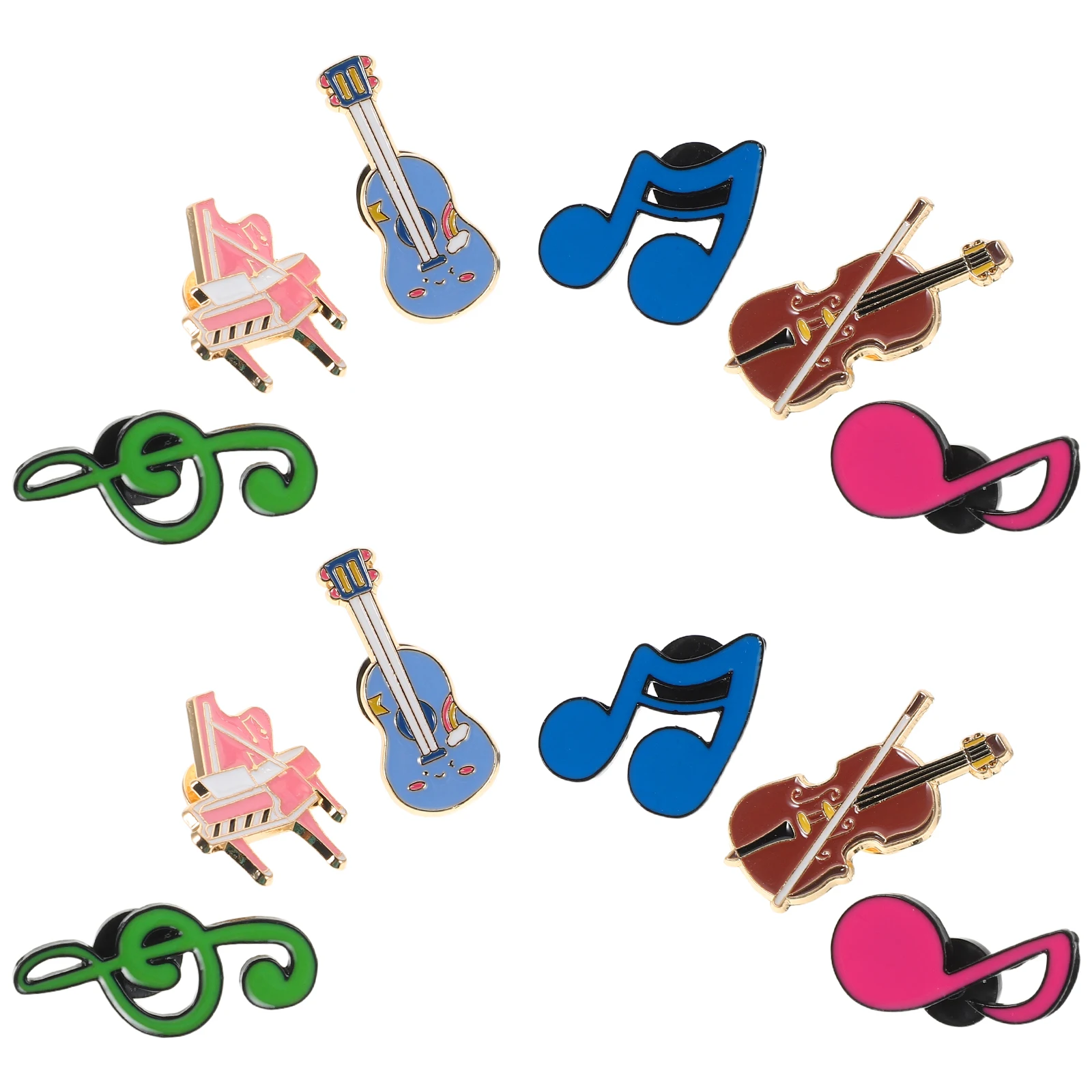 

12 Pcs Musical Theme Brooch Guitar Pin Coat Clothing Note Miniature Instrument Alloy