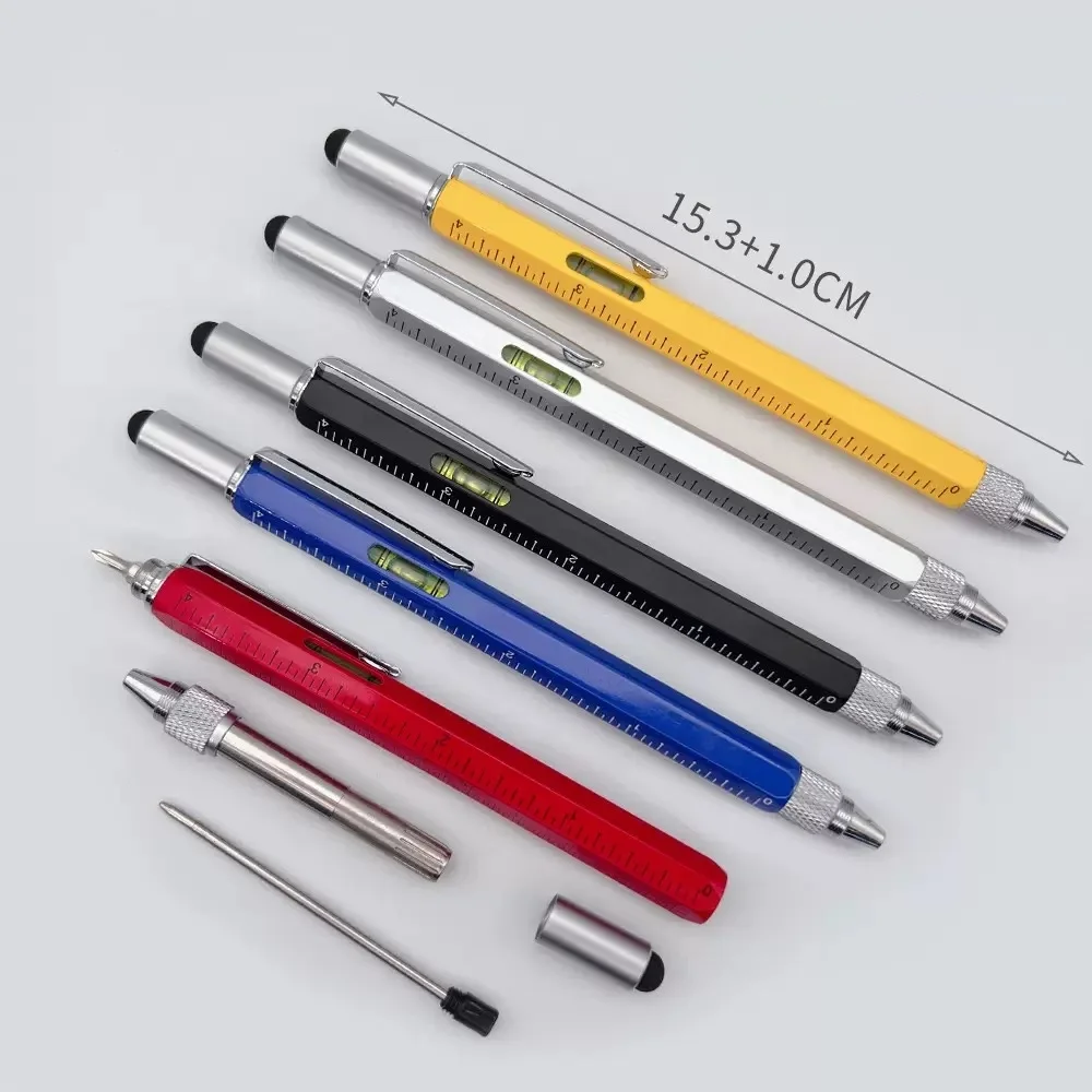 7 في 1 قلم متعدد الوظائف بشاشة تعمل باللمس قلم سعوي مع مفك براغي مسطرة قياس المستوى أداة قلم رصاص قابلة لإعادة الملء #1