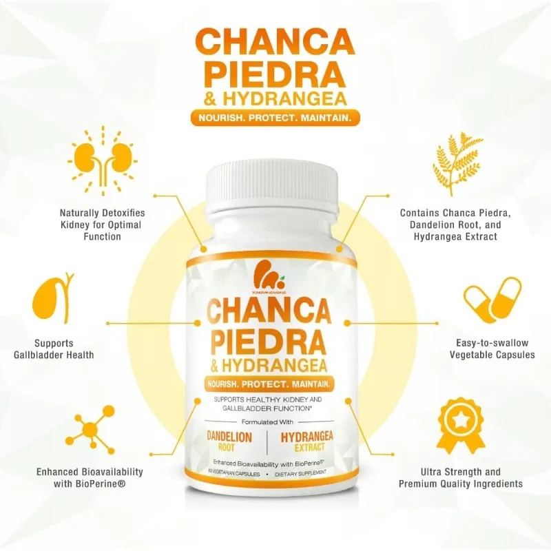 Natural Hydrangea and Dandelion Root BioPerine Cleansing Urethral Health Support 60 Vegetable Capsules.