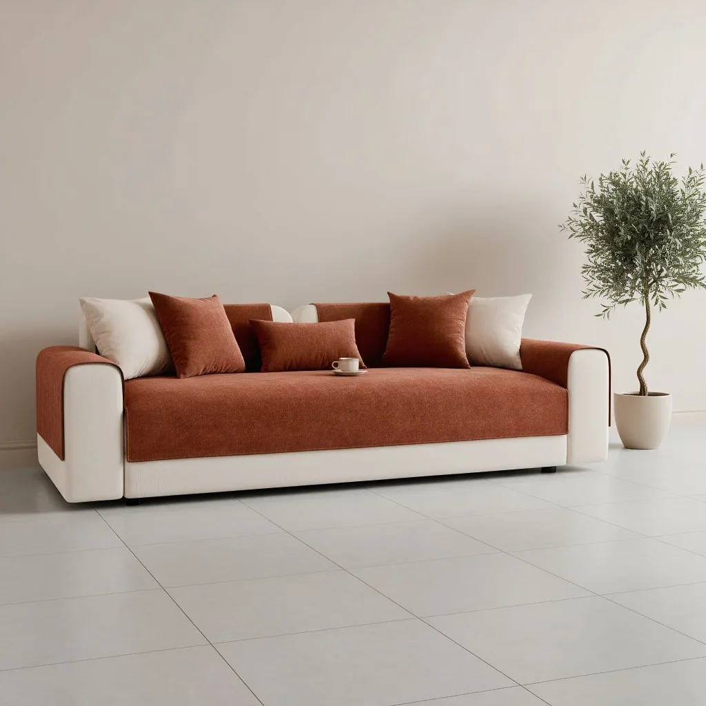 Light Luxury Chenille Sofa Cushion Universal in All Seasons Waterproof Non-slip Simple Solid Color Sofa Cushion Soft Warm Modern