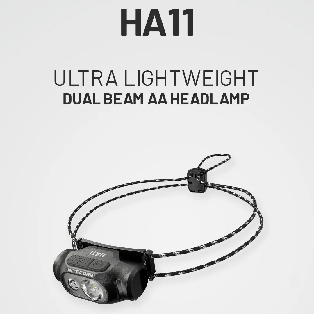 NITECORE HA11 Headlamp 240 Lumens Lantern USB-C Charge Lightweight 36g Night Running Fishing Trekking Road Trip with AA Battery