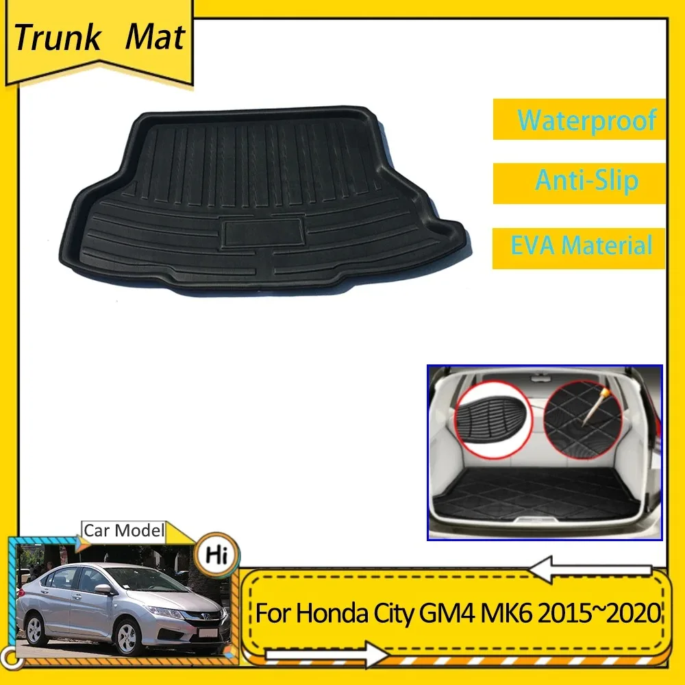 Car Trunk Mat For Honda City GM4 5 6 8 9 Ballade Grace MK6 2015~2020 Anti-slip Rear Boot Liner Storage Pad Carpet Accessories