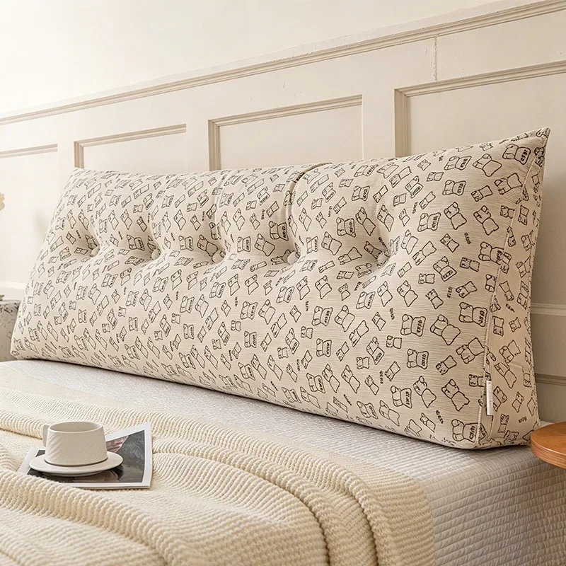 Triangle Corduroy Cover Headboard Cushion Soft Waist Neck Protection Support Bolster Removable Washable Skin-friendly Pillow