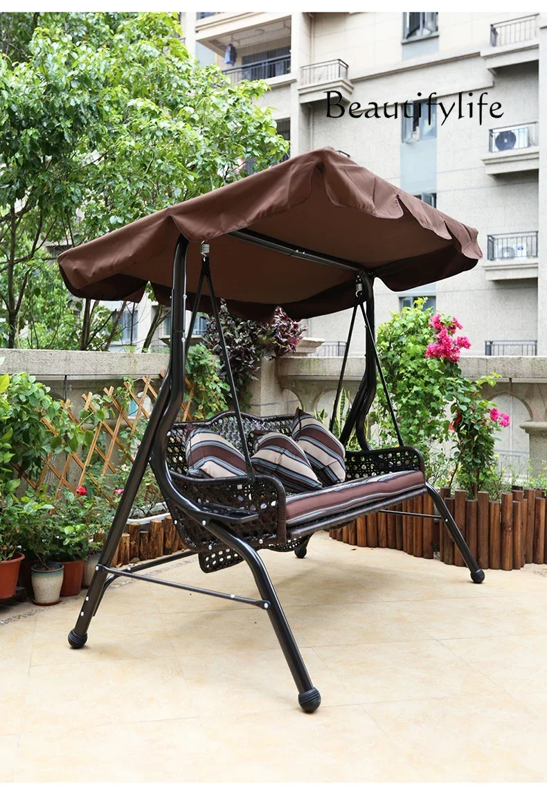 

Garden swing outdoor double wrought iron balcony hanging chair indoor and outdoor hanging basket rattan chair designer
