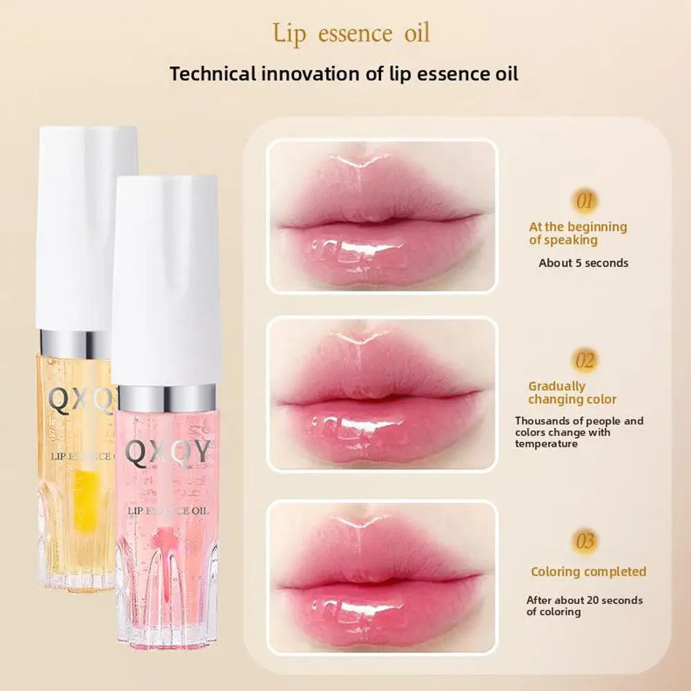 Warm Change Lip Oil Easy Color Shiny Pearl Long-Lasting Gloss Color Changing Lip Moisturizing X2H1