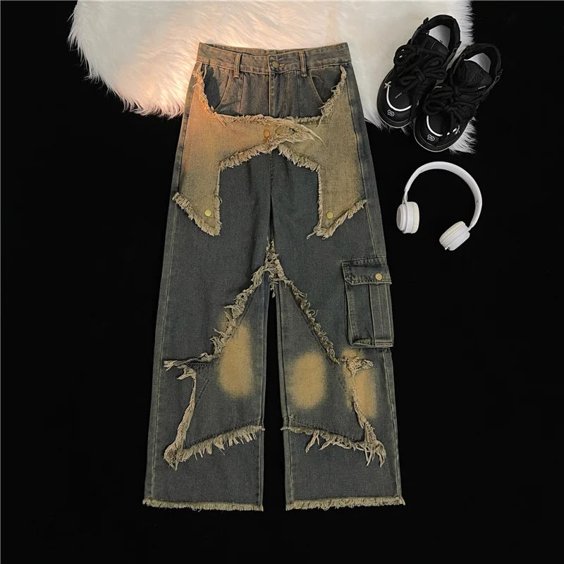 

Men's Loose Wide Leg Jeans High Street Sle Autumn Winter plus Size 250 Pou American Retro Vibe Trendy Casual Pants