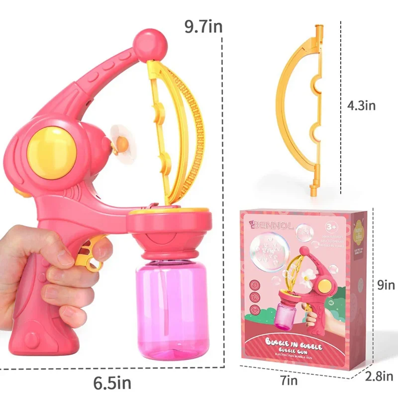 Pistola de bolha elétrica portátil com bateria para crianças, sopro explosivo, automático, brinquedo de verão, presente para meninos e meninas, ao ar livre