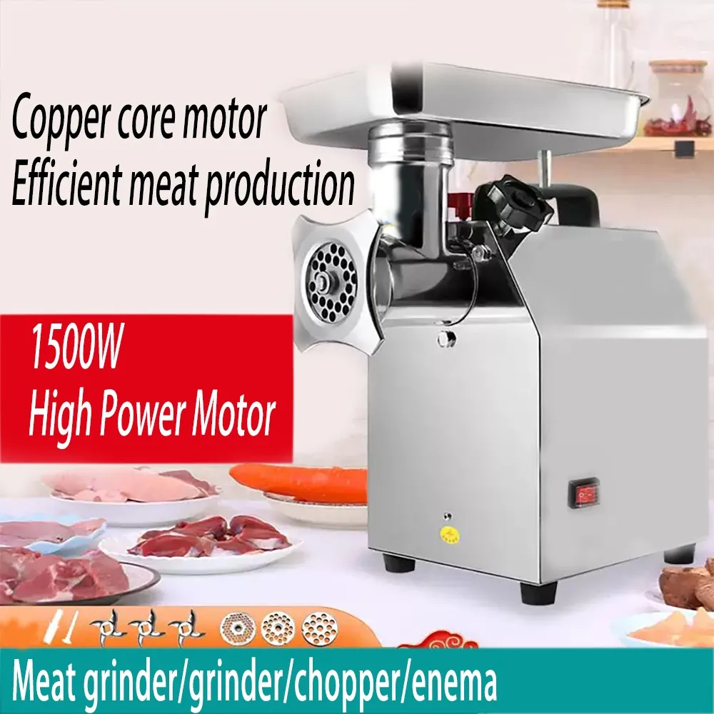 

Мясорубка, коммерческая электрическая машина из нержавеющей стали, мощная мощная машина для наполнения фарша, колбас, кухонные аксессуары