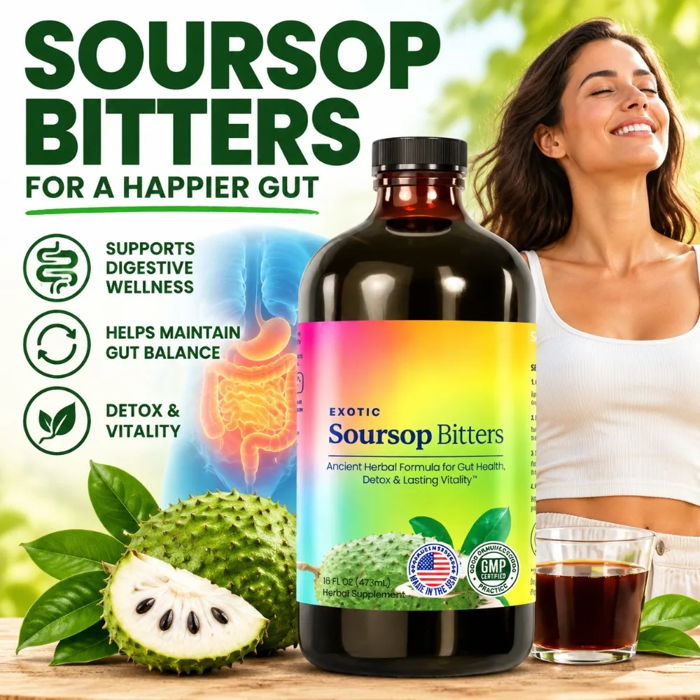 Soursop Bitters Liquid Herbal Supplement, 16 fl oz, Supports Gut Health, Natural Detox & Lasting Vitality Ancient Herbal Formula
