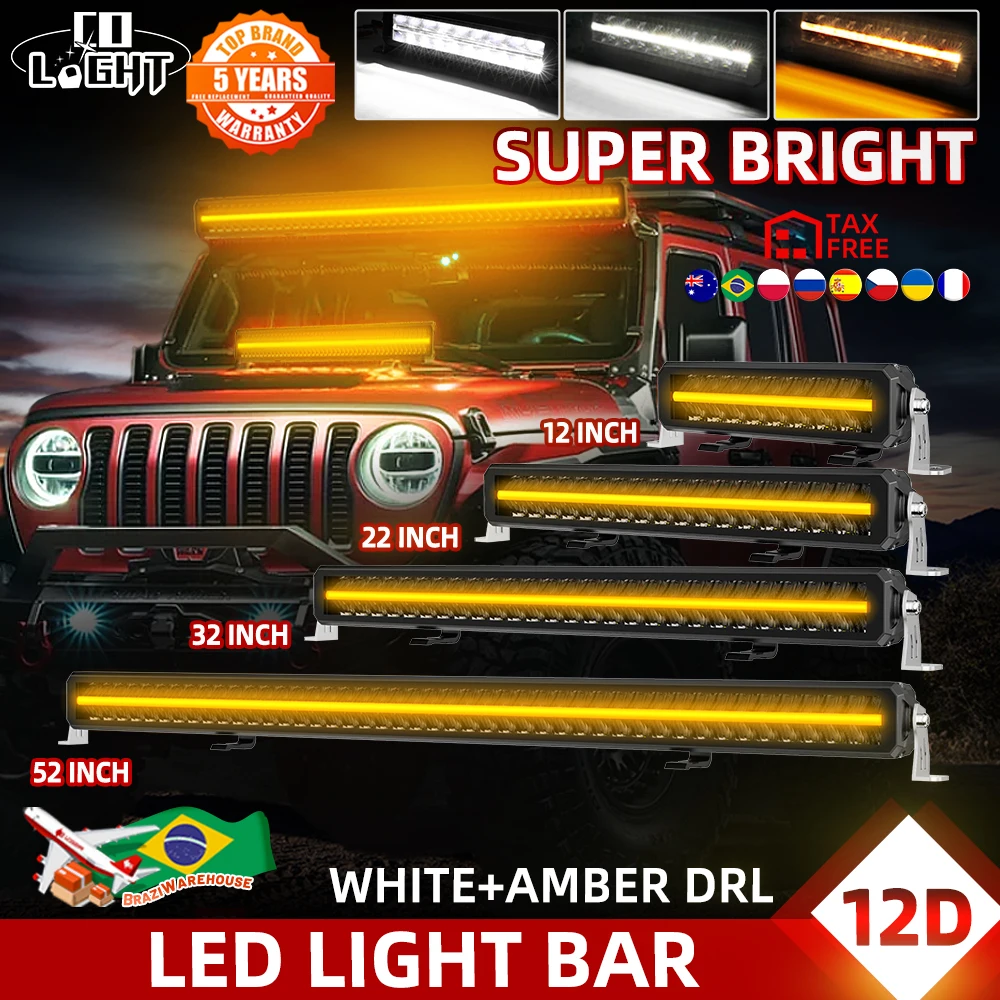 

CO LIGHT 10"22"32"42"52" LED Light Bar Spot Flood Combo DRL 2-Rows Driving Work Light Off Road Fog Auxiliary LED Bar Automotive