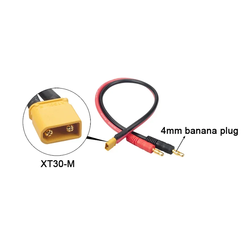 XT30 ذكر إلى 4 مللي متر رصاصة الموز شحن كابل ، لينة سيليكون الأسلاك ، يؤدي الشحن ، 14AWG ، 16AWG