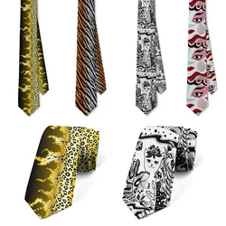 Fashion Casual Irregular Leopard Print Men's Tie Creative 3D Printed Personalized 8CM Face Fun Tie Party Slim Polyester Necktie