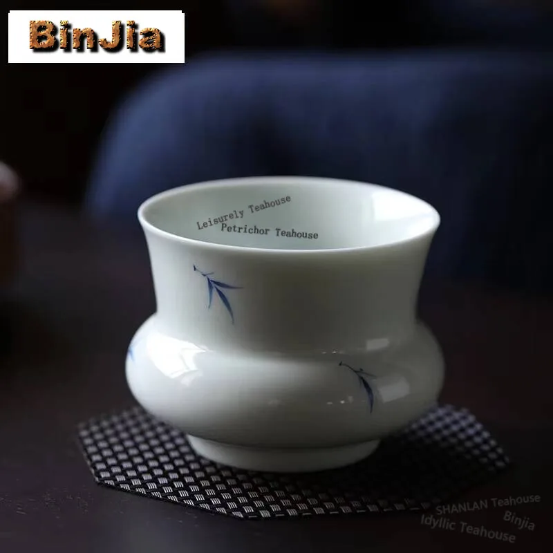 350ml Blue and White Porcelain Handmade Tea Washing Hand-painted Bamboo Jianshui Ancient Tea Wash Writing-brush Washer Chaxi Set