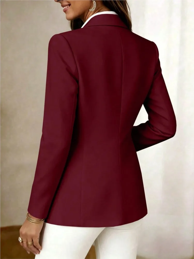 Autumn Winter Fashion Solid Casual Blazer Women Two-Button Long Sleeve Slim Jacket Elegant Work Office Business Blazer Coat