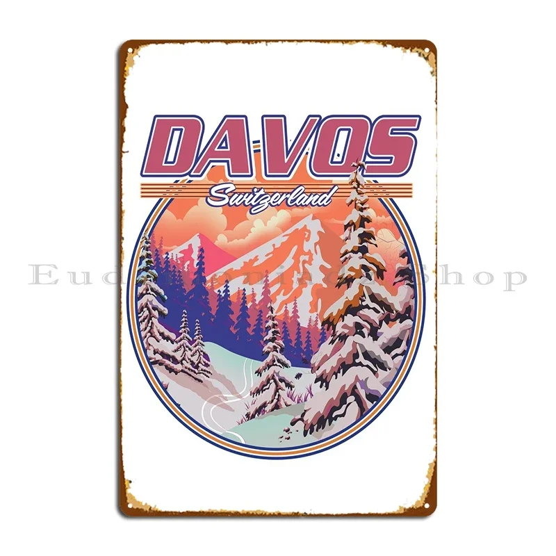 Davos Switzerland Poster Metal Sign Retro Bar Club Bar Garage Decoration Printing David Green Tin Sign Poster