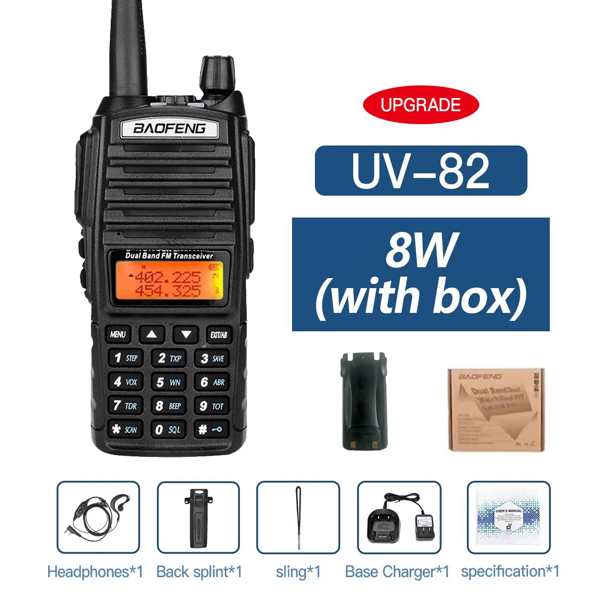 Baofeng UV-82 Dual PTT Walkie Talkie High Power 5W/8W EU82X Dual Band VHF UHF FM Amateur Radio Stati 10KM Lange Ham CB Radio