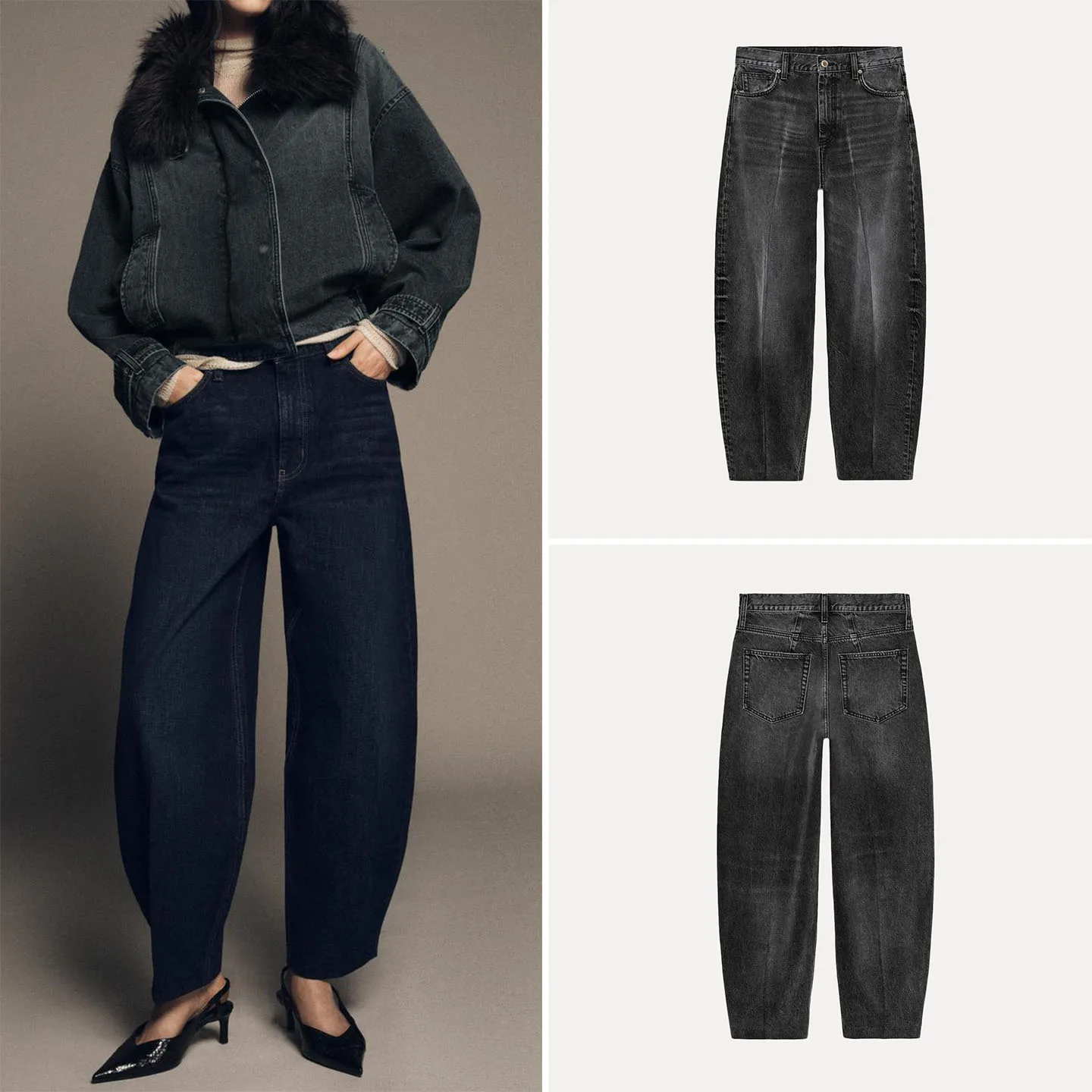 Damskie jeansy z wysokim stanem, modne, z charakterem, luźny krój, zapinane na zamek, nowość 2025.