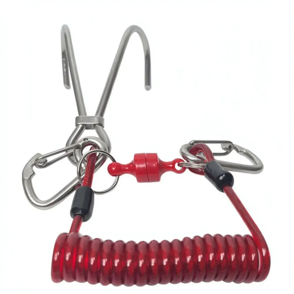 For For YEXIZE Scuba Double Hook Drift Reef Hook Magnetic Buckle Spring Lanyard Underwater Current Stability Safety Diving Gear