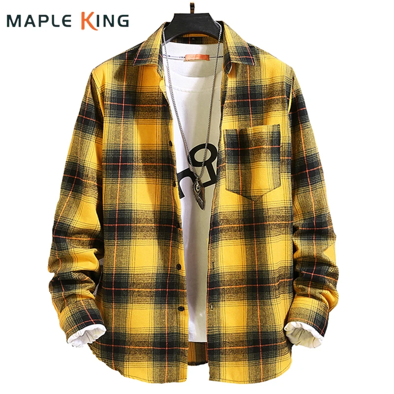 

Vintage Checkered Shirt Men Camisas Hombre Casual Pocket Designer Plaid Loose Hop Hop Streetwear Harajuku Mens Work Shirts 6XL