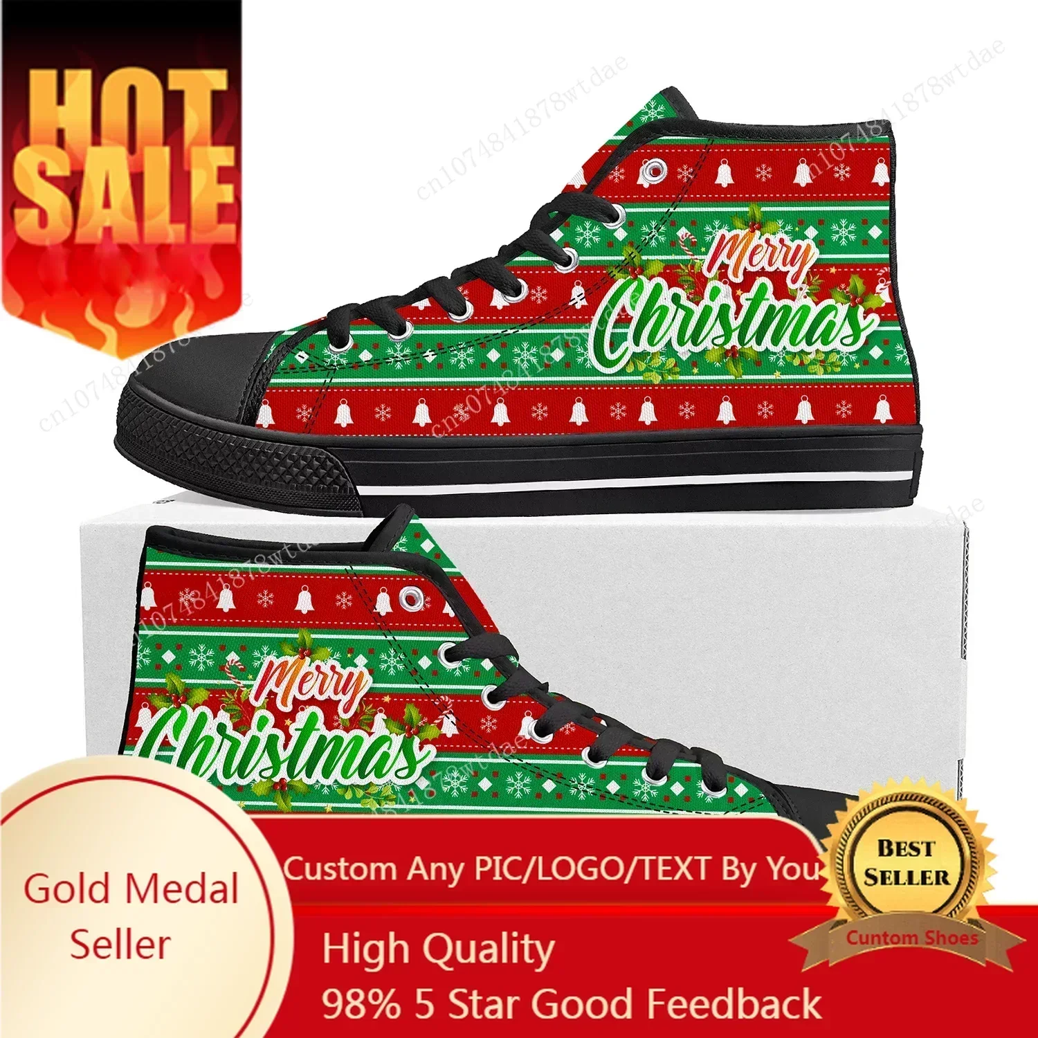 Merry Christmas Gift High Top Sneakers Mens Womens High Quality Canvas Sneaker Anime Cartoon Casual Custom Made Shoes