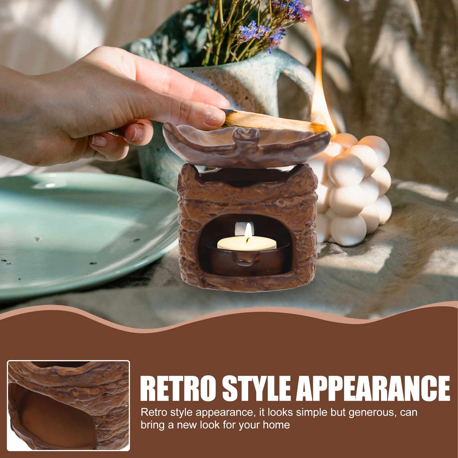 

Essential Oil Ceramic Incense Burner Desktop Aromatherapy Stove for Meditation Room Home Office Living Room Aromatherapy Furnace