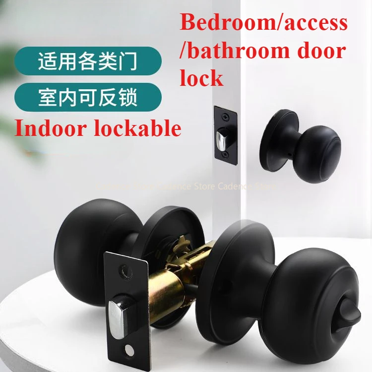 

Black Stainless Steel Privacy Door Knob Lock for Bathroom, Bedroom, Interior Door, Keyed Emergency Release, Round Knob Handle