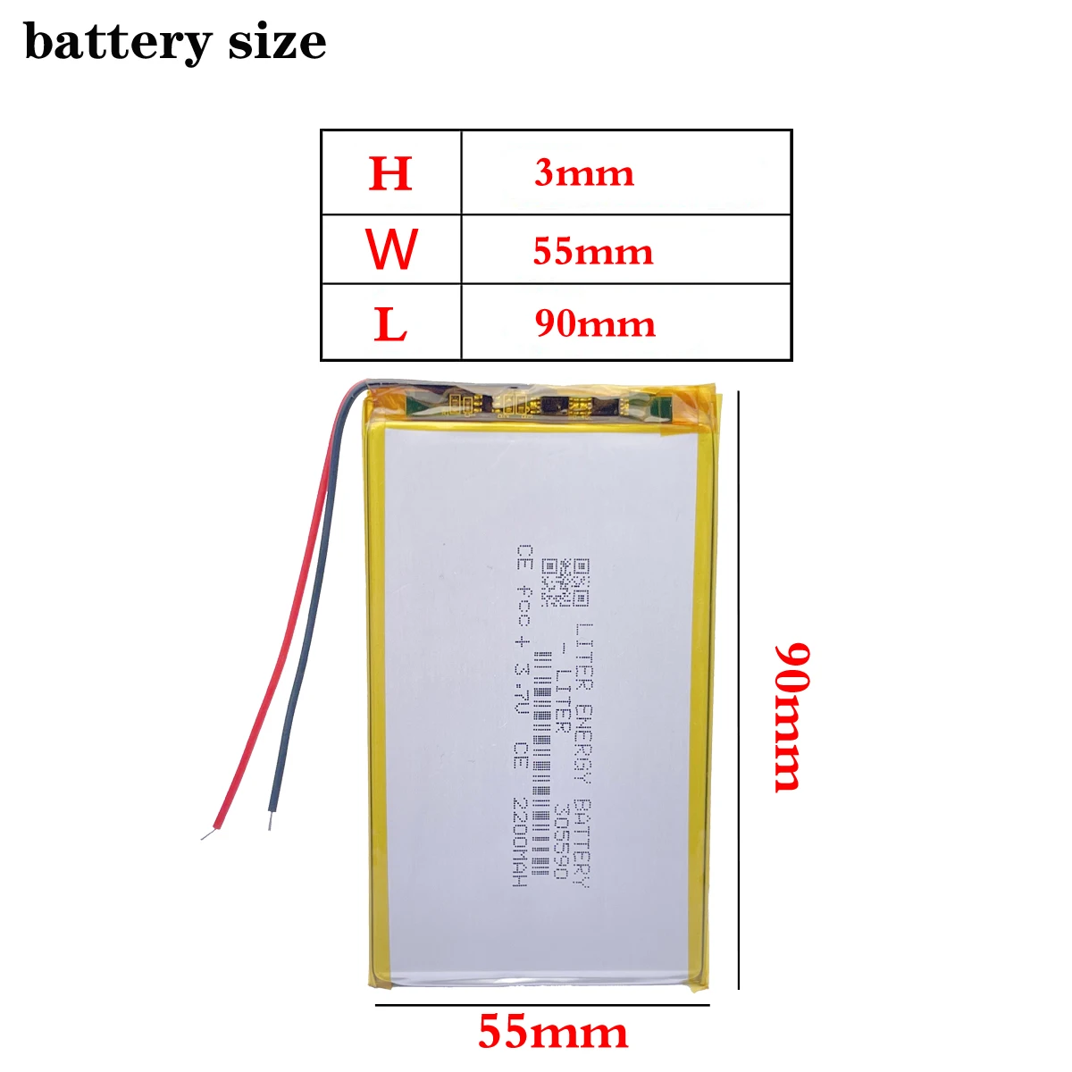 Banco de bateria para carro, navegação GPS, 3.7 V, 2200 mAh, 305590, alta qualidade