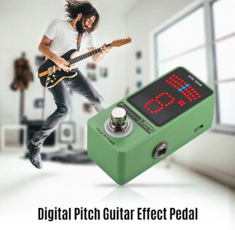 M-VAVE Precision Tuner Pedal LED Display Guitar Effect Pedal with True Bypass for Chromatic Bass Cuvave Electric Guitar