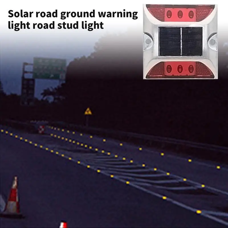 야외 그라운드 컬러 도로 스터드 플래시 라이트 경고 태양광 전원 사각형 알루미늄, IP68 방수 LED 도로 스터드, 1 개