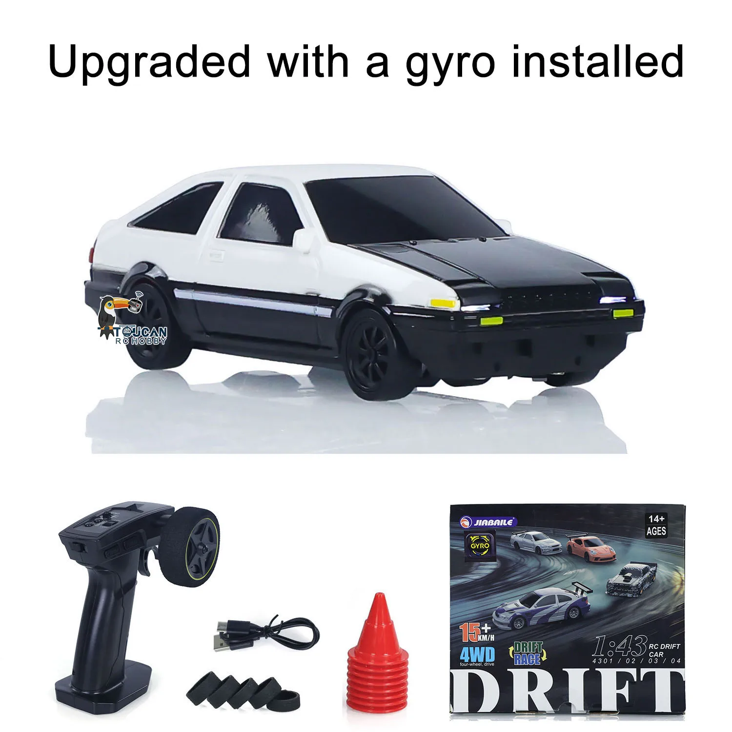 Geschenken 1/43 RC Drift Auto met Gyro Verbeterde Ver 2.4G Afstandsbediening Mini Drift Raceauto 4WD Radiobesturing RC Speelgoed Verkeerskegels