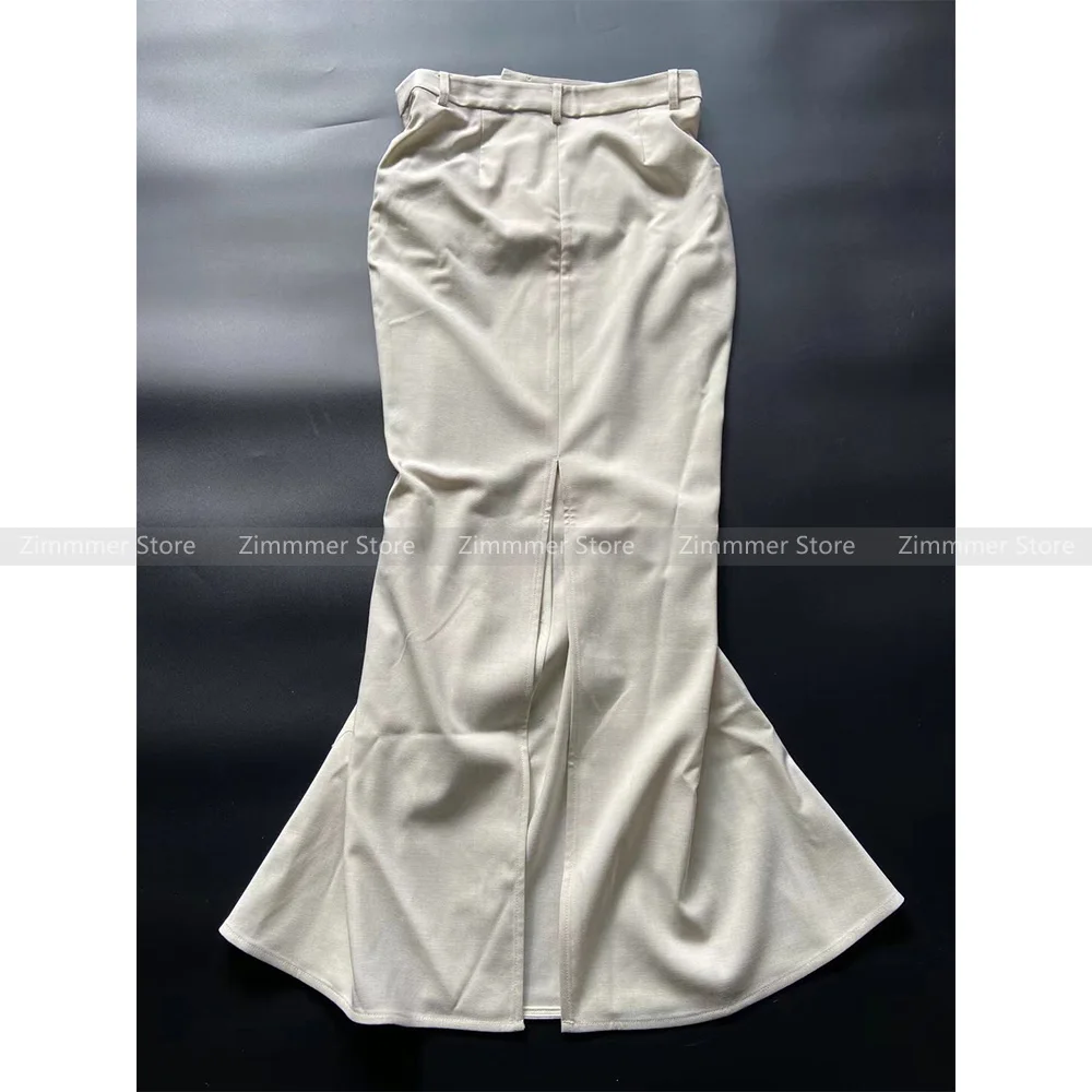 Minimalist high waist irregular splicing thin fishtail skirt A word half skirt female 24 summer new