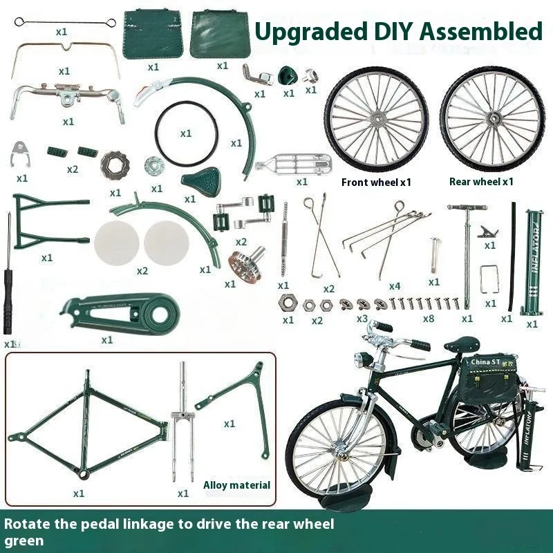 DIY assembly kit for a vintage alloy bicycle model, alloy toy bicycle, display piece for a collection of road bike models