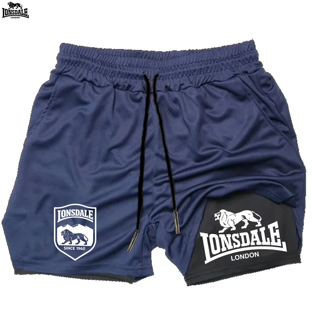 

LONSDALE Men's 2-in-1 Quick Dry Running Shorts Gym Sports Workout Training Fitness Jogging Summer Shorts