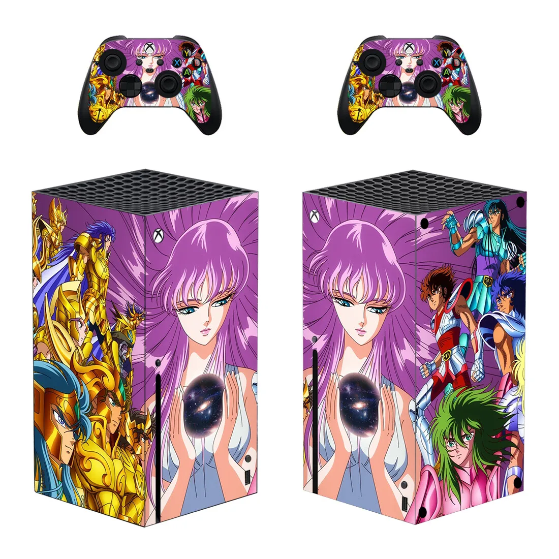 Saint Seiya Anime Skin Sticker Decal Cover for Xbox Series X Console and 2 Controllers Skins Vinyl