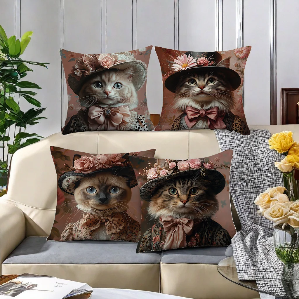 4 Piece Pillow Cover Set Art Themed With Carved Flowers Or Other Patterns On Each Cover Ideal For Home And Sofa Decoration