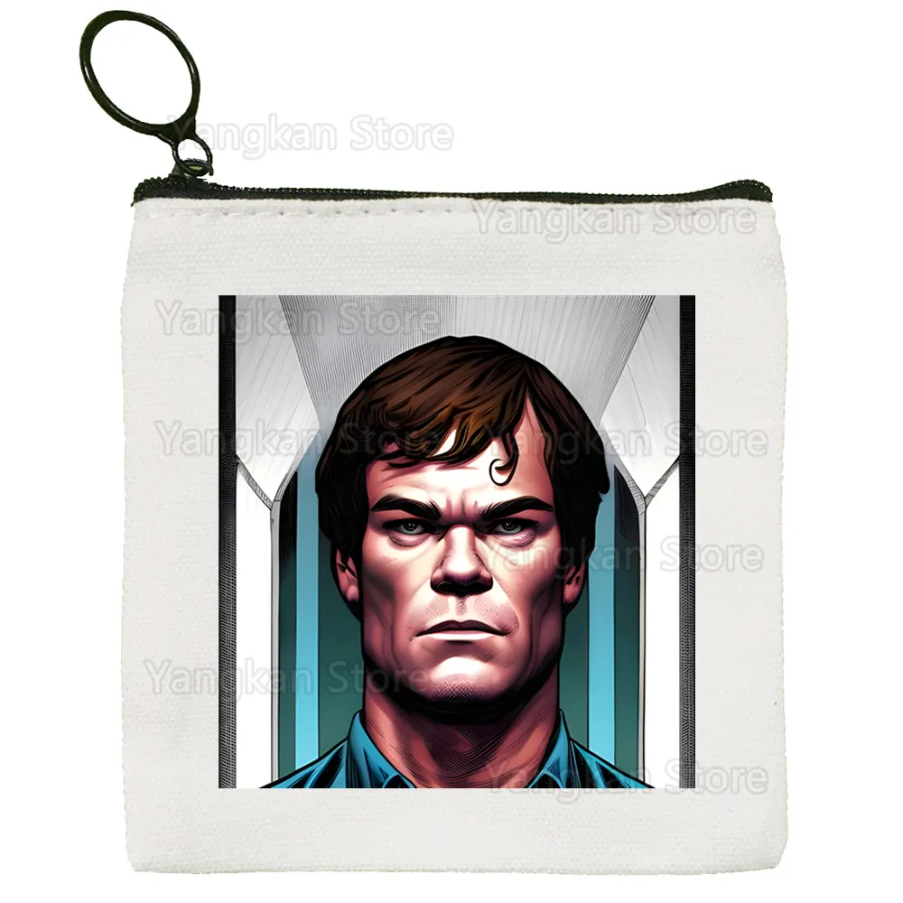 محفظة Dexter Morgan المخصصة للعملات المعدنية، حافظة مفاتيح بسيطة، حقيبة قماش صغيرة، محفظة عملات إبداعية جديدة #5