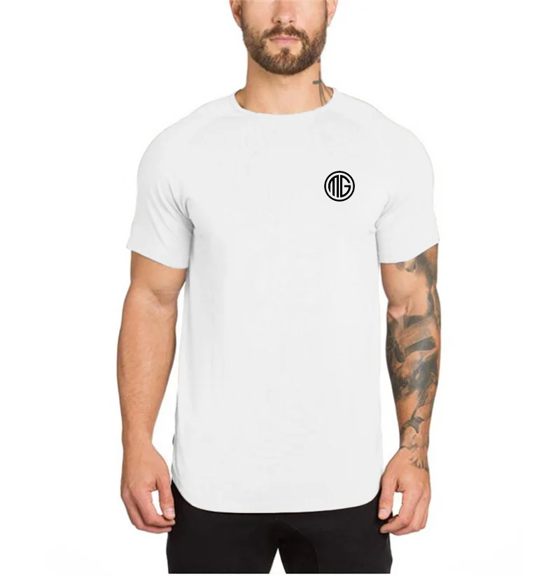 Camiseta Deportiva de Verano para Hombre, de Manga Corta, Algodón Transpirable, Cuello Redondo, Ajustada, para Gimnasio, Entrenamiento, Fisicoculturismo, Casual