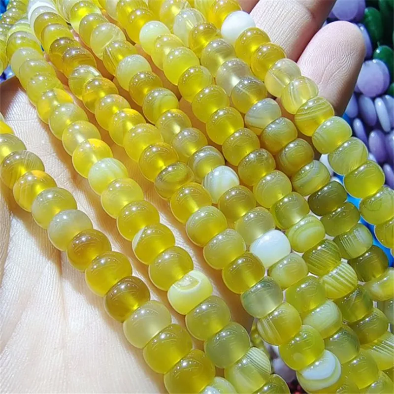 70PCS Nature Yellow Agate Pyrite Black Onxy Stone Abacus Shape 5X8MM Beads Accessories Hot DIY Jewelry Make Accessories