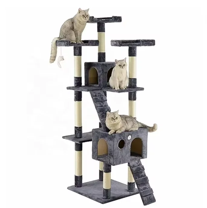

Luxury Natural Wood Pet Furniture Large Climbing Cat Tree for Wooden Big Cats Two Colors Sisal Rope