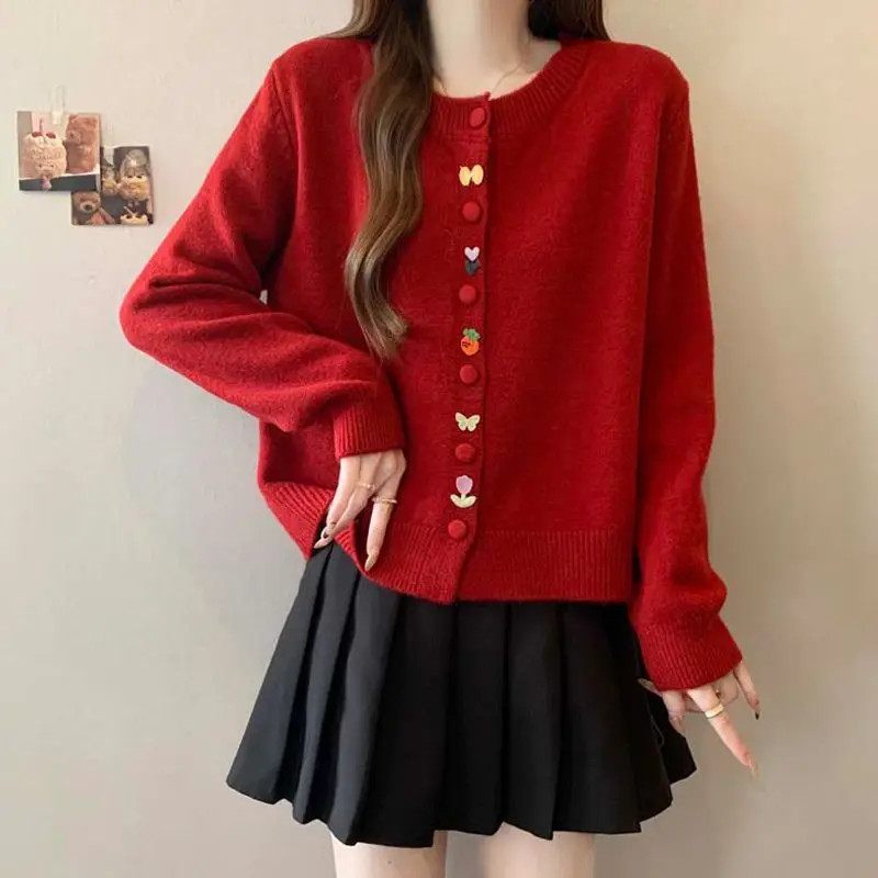 

The 2025 New Women's Autumn and Winter Solid-color Sweater Is Casual The Knitted Cardigan Jacket and Women's Top Are Stylish