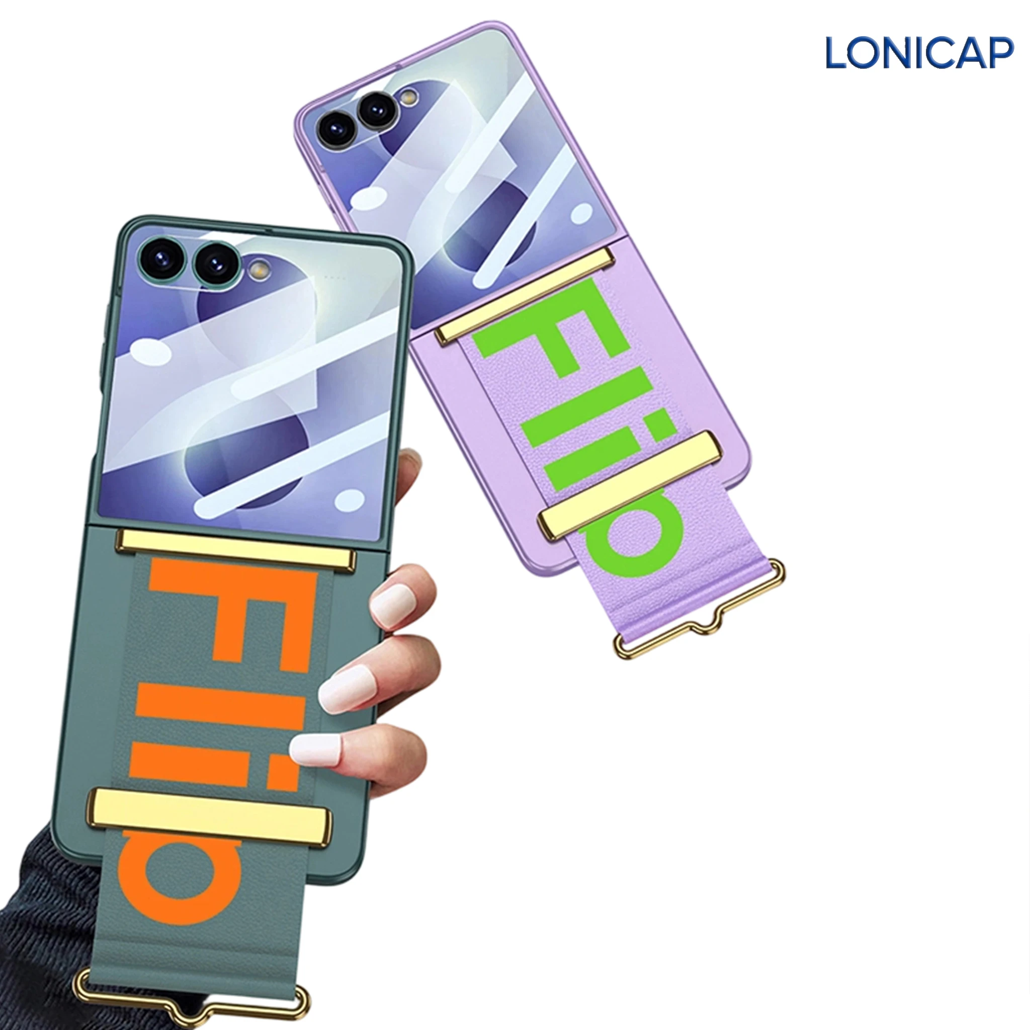 Phone Case For Samsung Galaxy Z Flip 8 Wrist Strap Kickstand Built-in Cover Screen Film Hinge Guard Luxury Shockproof Slim Cases
