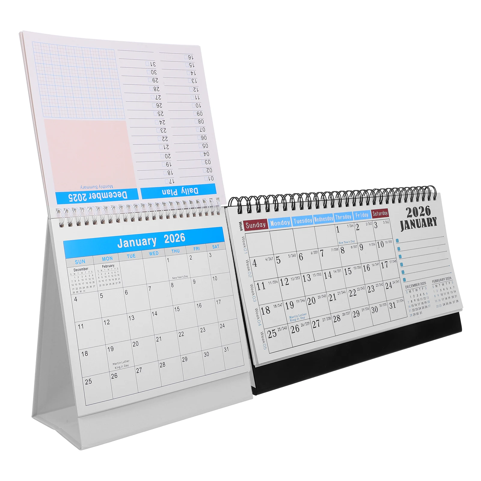 

2pcs Simple Desk Calendar 2026 Stand Up Thick Paper Elegant Office Home Decor Mini Desktop Planner Yearly Schedule