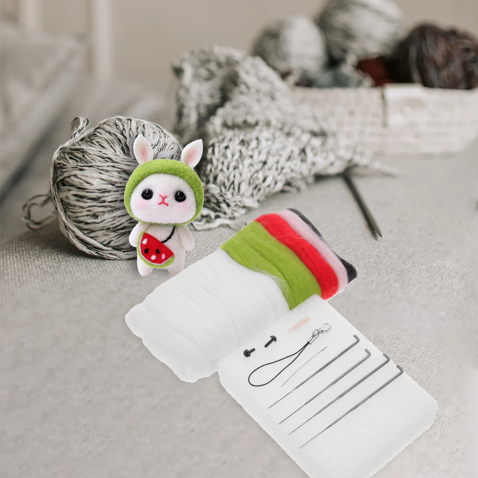 

1 set Wool Felt DIY Material Bag Premium Craft Kit Felting Supplies Handmade Tools Plastic Needle Set Ornament Making