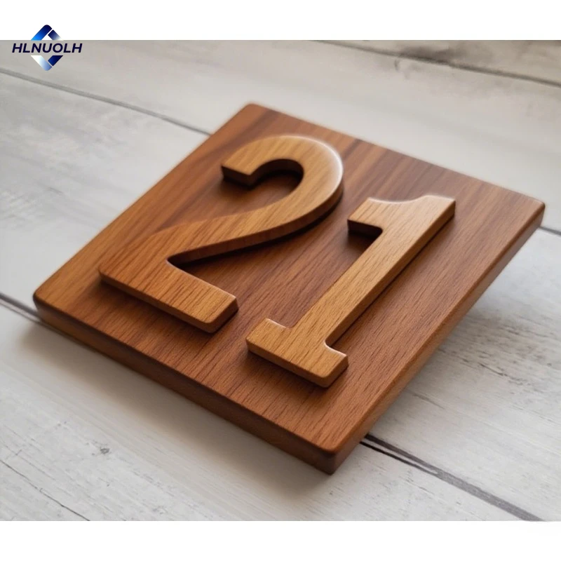

Customized Outdoor House Number Plate Personalized Family Address Name Hotel Sign 3D Wooden Laser Cutting Exterior Wall Plaque