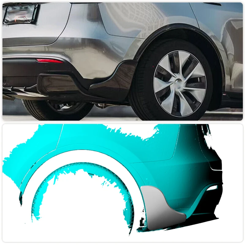 Car Rear Bumper Canards Fins For Tesla Model Y Sport Utility 4-Door 2019-2021 Racing Rear Splitters Apron Guard Carbon Fiber