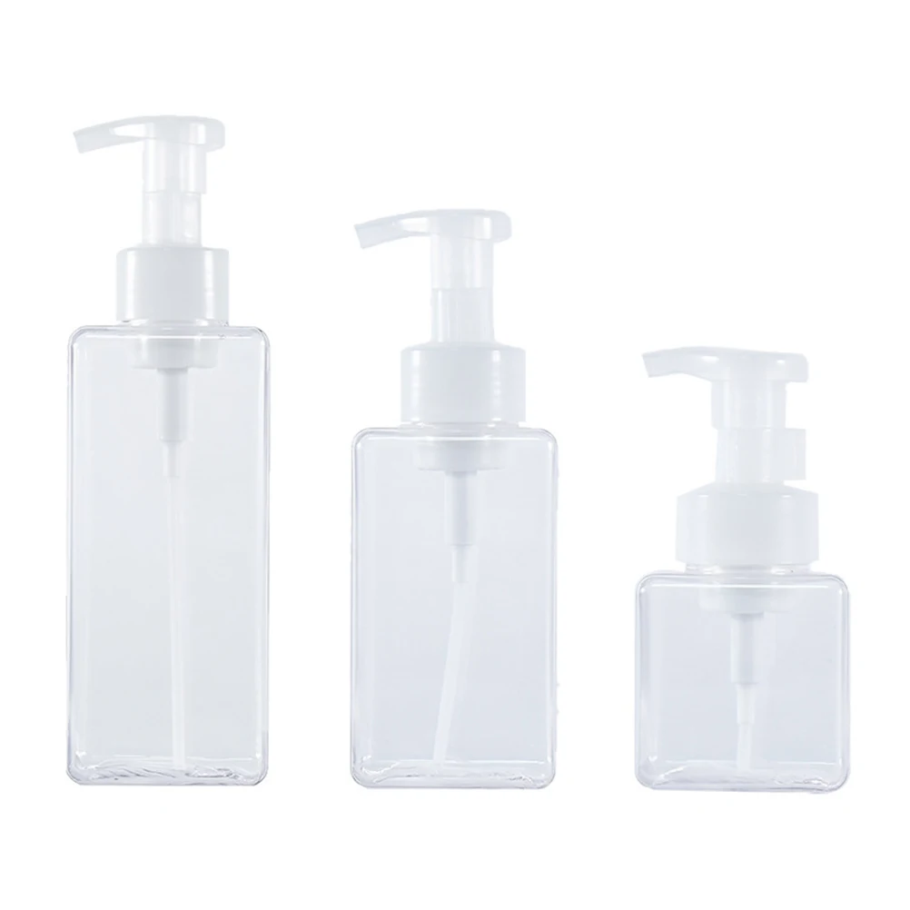 

3Pcs Storage Bottle Set Square Lotion Shampoo Shower Gel Dispensers Transparent Large Capacity Liquid Pump Bottles
