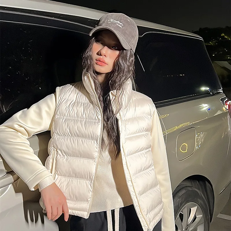 Fashionable and Elegant Cotton-padded Jacket 2025 Autumn and Winter Leisure Sleeve Stitching Solid Color Women's Coat