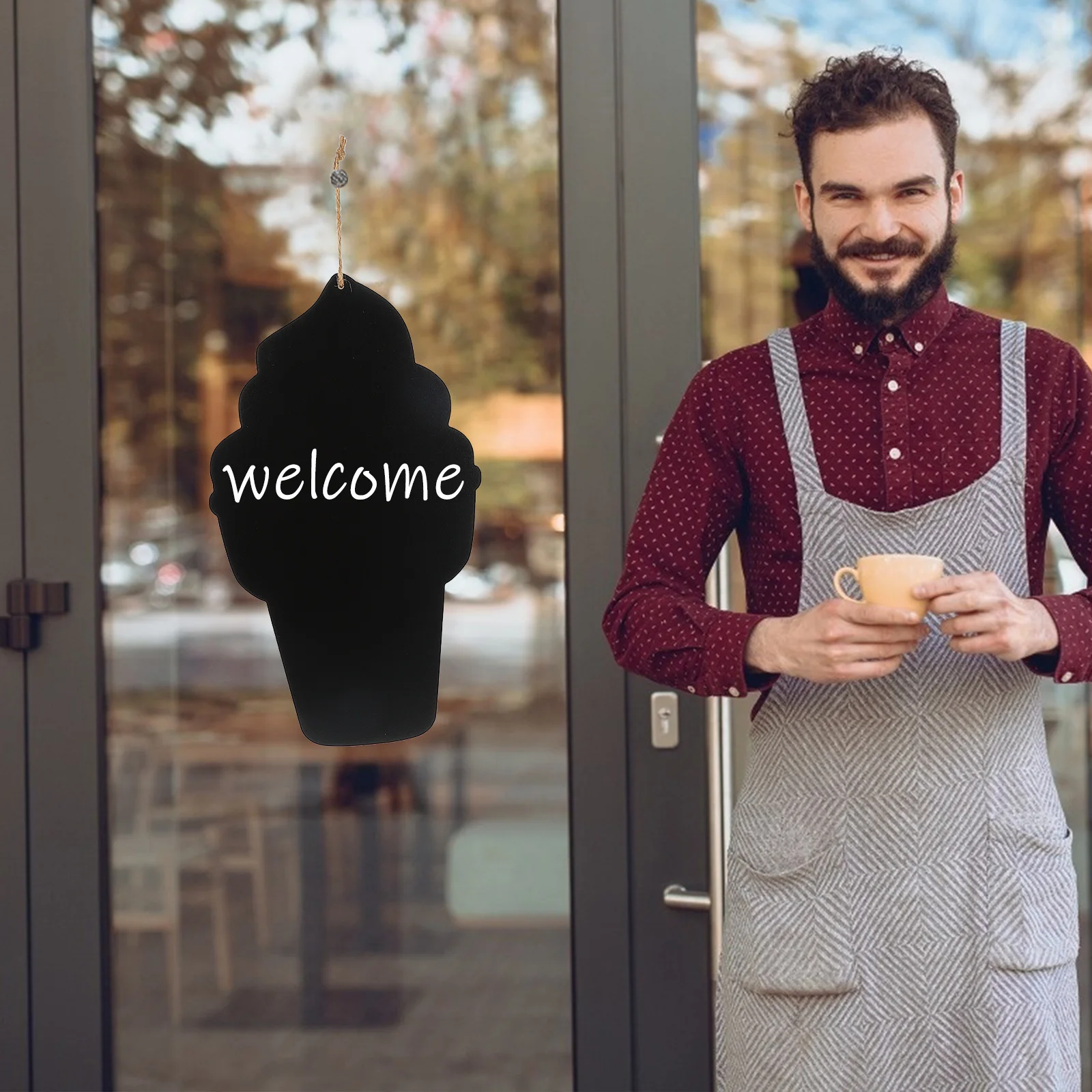 

Ice Cream Shaped Blackboard Coffee Shop Wooden Message Board Chalkboard for Home Decor Party Signage DIY Graffiti Tool Easy to