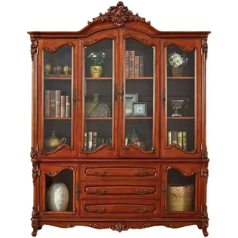 

cqyAmerican Solid Wood Sideboard Living Room Four-Door Large Wine Cabinet Hallway Partition Storage Tea Equipment Sideboard