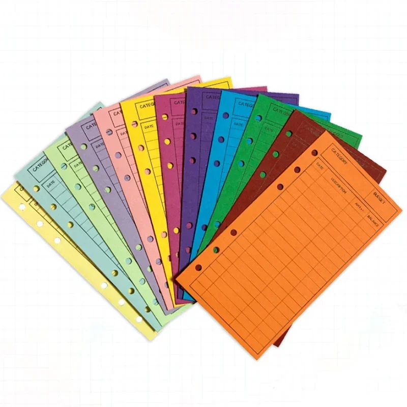 Colorful Budget Envelopes Cardstock Cash Envelope 12 Assorted Color Vertical Layout Binder Inner Page Loose Leaf Binder Envelope